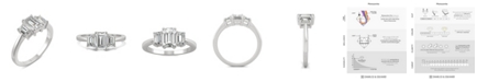 Charles & Colvard Moissanite Emerald Cut Three Stone Ring 1-1/2 ct. t.w. Diamond Equivalent in 14k White or Yellow Gold